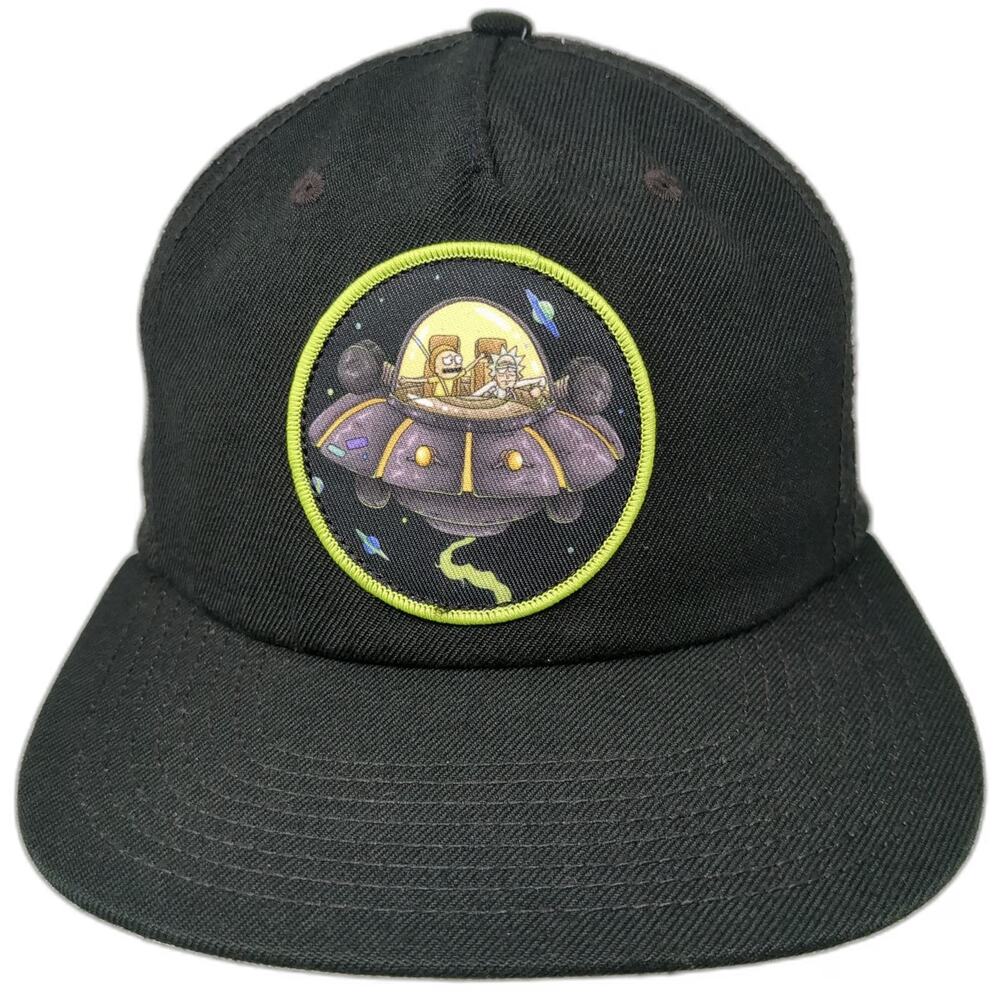 Rick and Morty 5 Panel Black Hat One Size Snapback Space Cruiser Green Visor